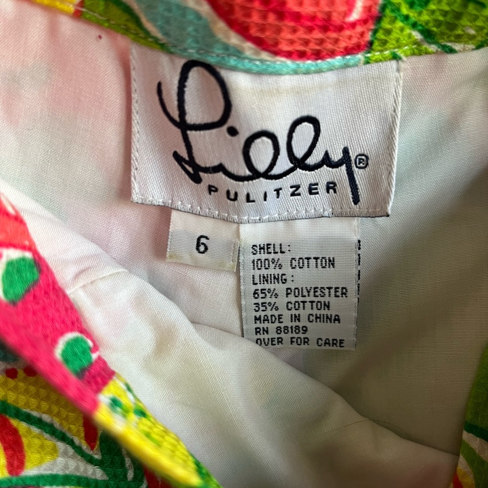 Vintage Preppy Lilly Pulitzer Barrel Leg Fruit Print Pants Waffle Weave Sz 6 NWT - Picture 5 of 8